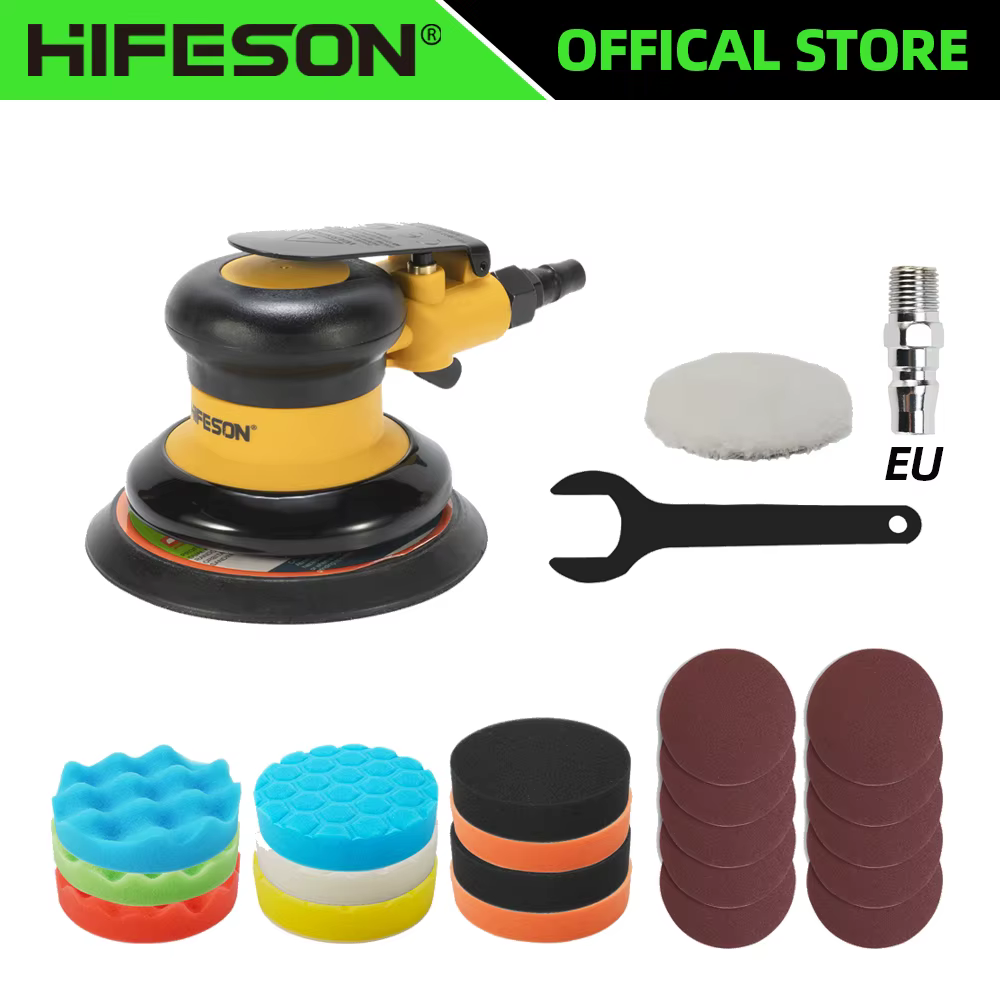 HIFESON ponceuse orbitale pneumatique meuleuse d'air, 125mm/150mm vide excentrique polissage/meuleus