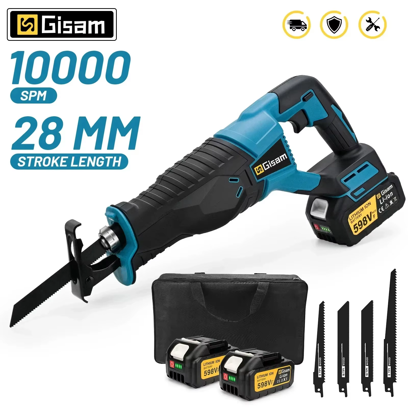 Gismis 3000W 10000SPM scie alternative électrique tronçonneuse électrique scie sabre outil sans fil