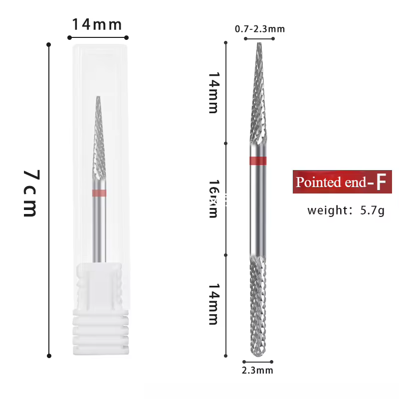 Foret à cuticules à Double tête 3/32 ", foret à ongles professionnel en carbure de tungstène à tête