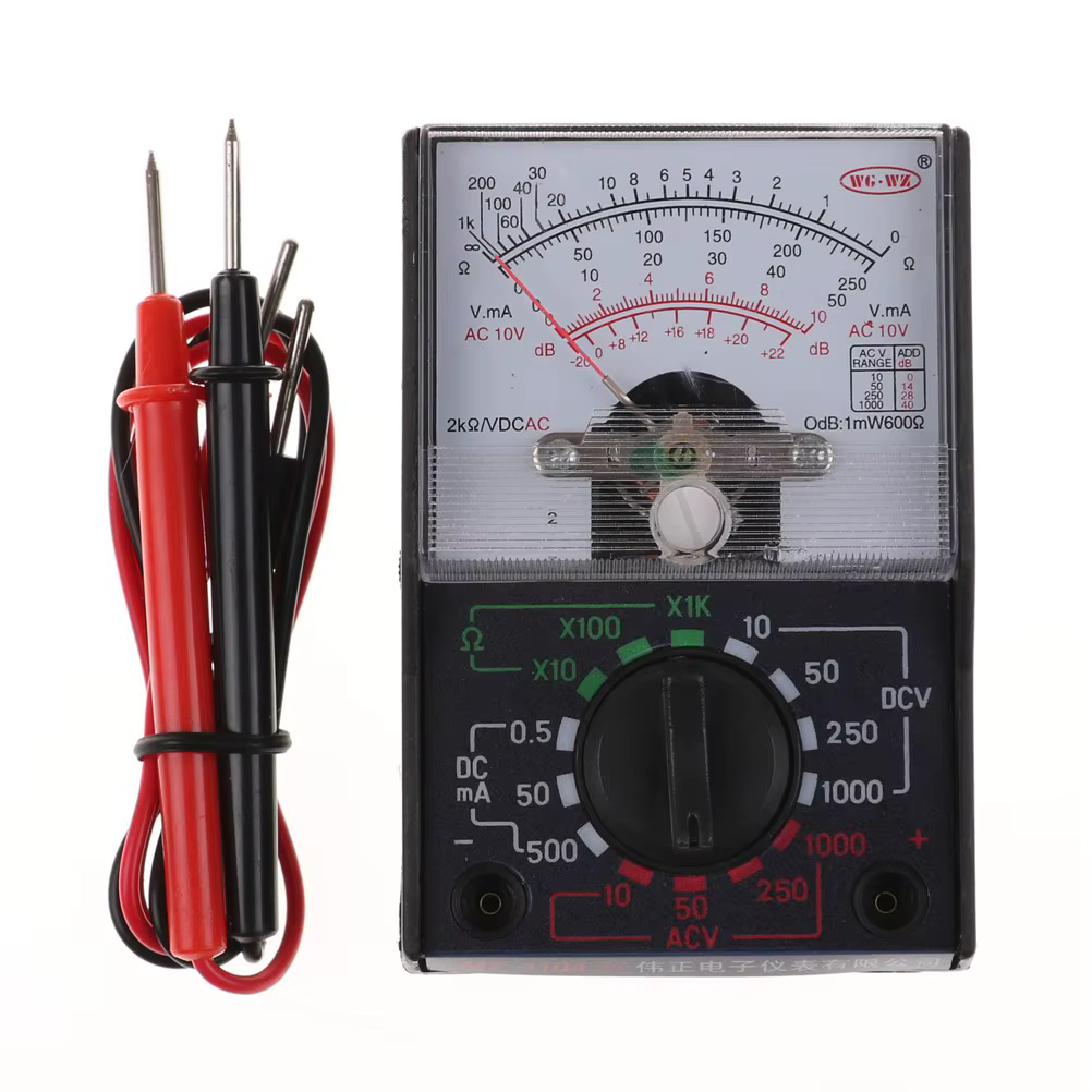 MF-110A Multimètre analogique AC/DC avec stylo de test Dc/ac 250V 1000V Voltmètre 250ma Ampèremètre 