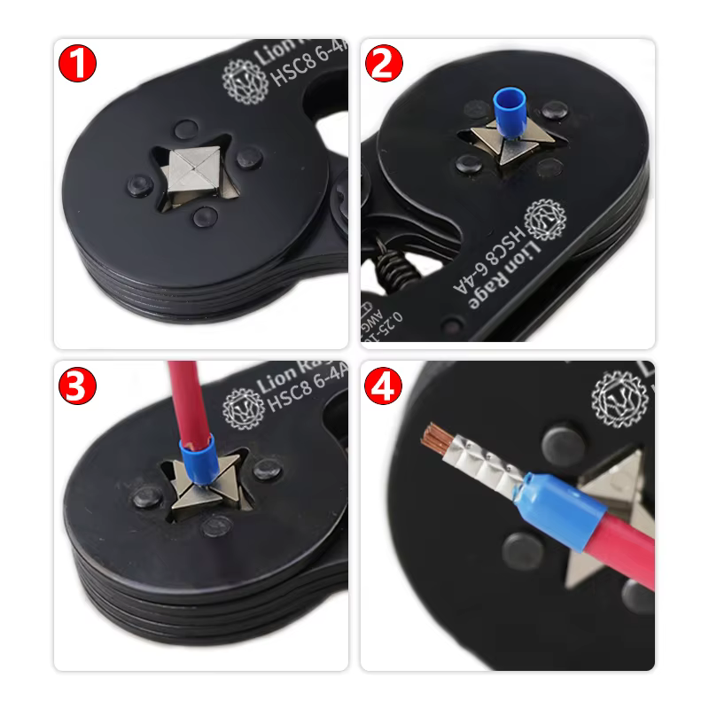 Outil de sertissage HSC8 6-4 0.25-10mm pour bornes tubulaires de virole 2 23-7AWG jeu de pinces à se