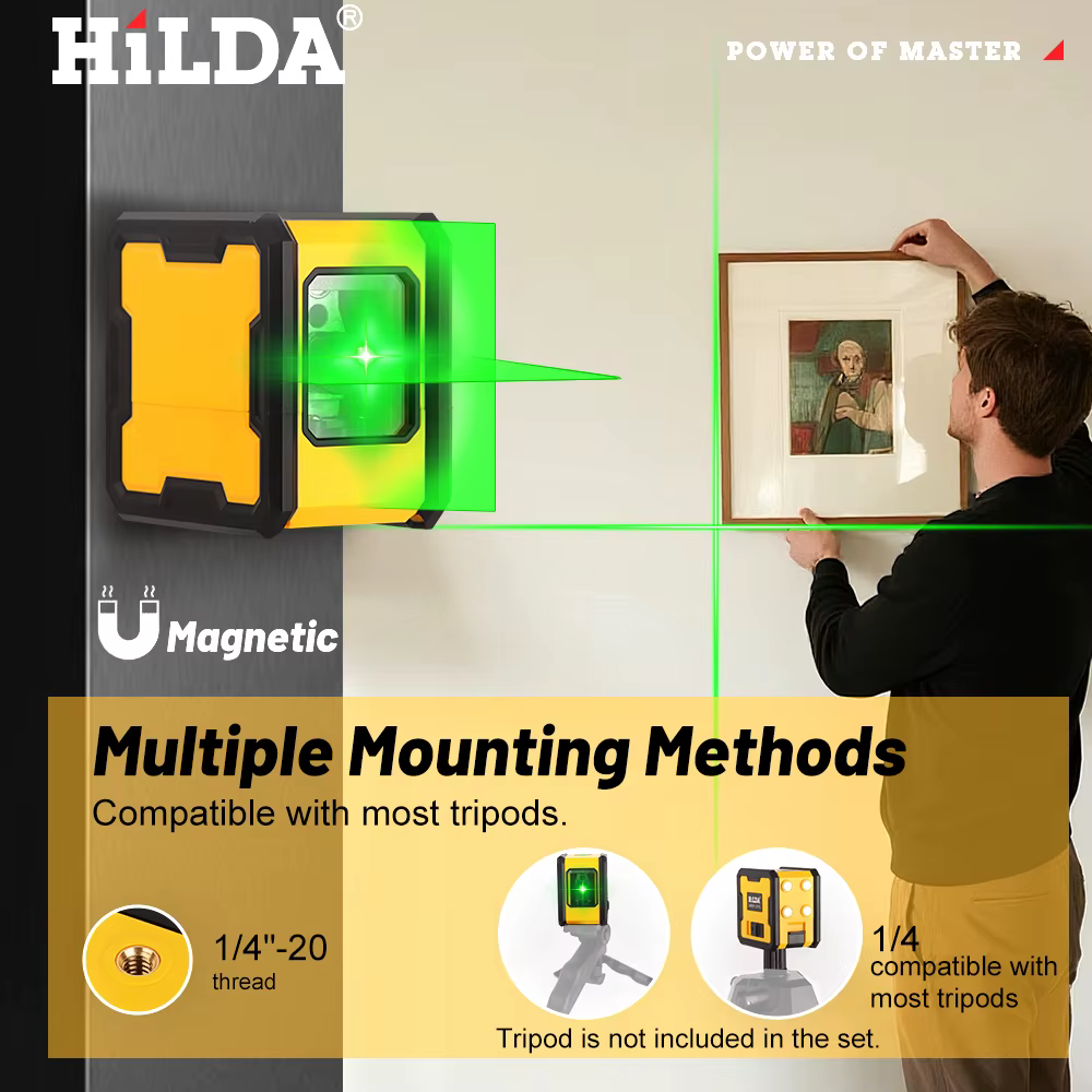 HILDA niveau Laser 2 lignes avec aimant sur le dos auto-nivelant nivellement automatique puissant ni