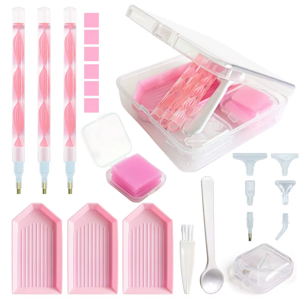 Kit d'outils de broderie diamant DIY, boîte de rangement 4 couleurs avec plateau, ensemble de pinces