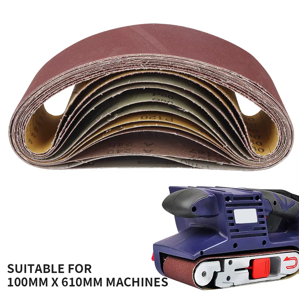 10 pièces 100x610mm bandes abrasives 40-320 grains papier de verre bandes abrasives pour ponceuse ou