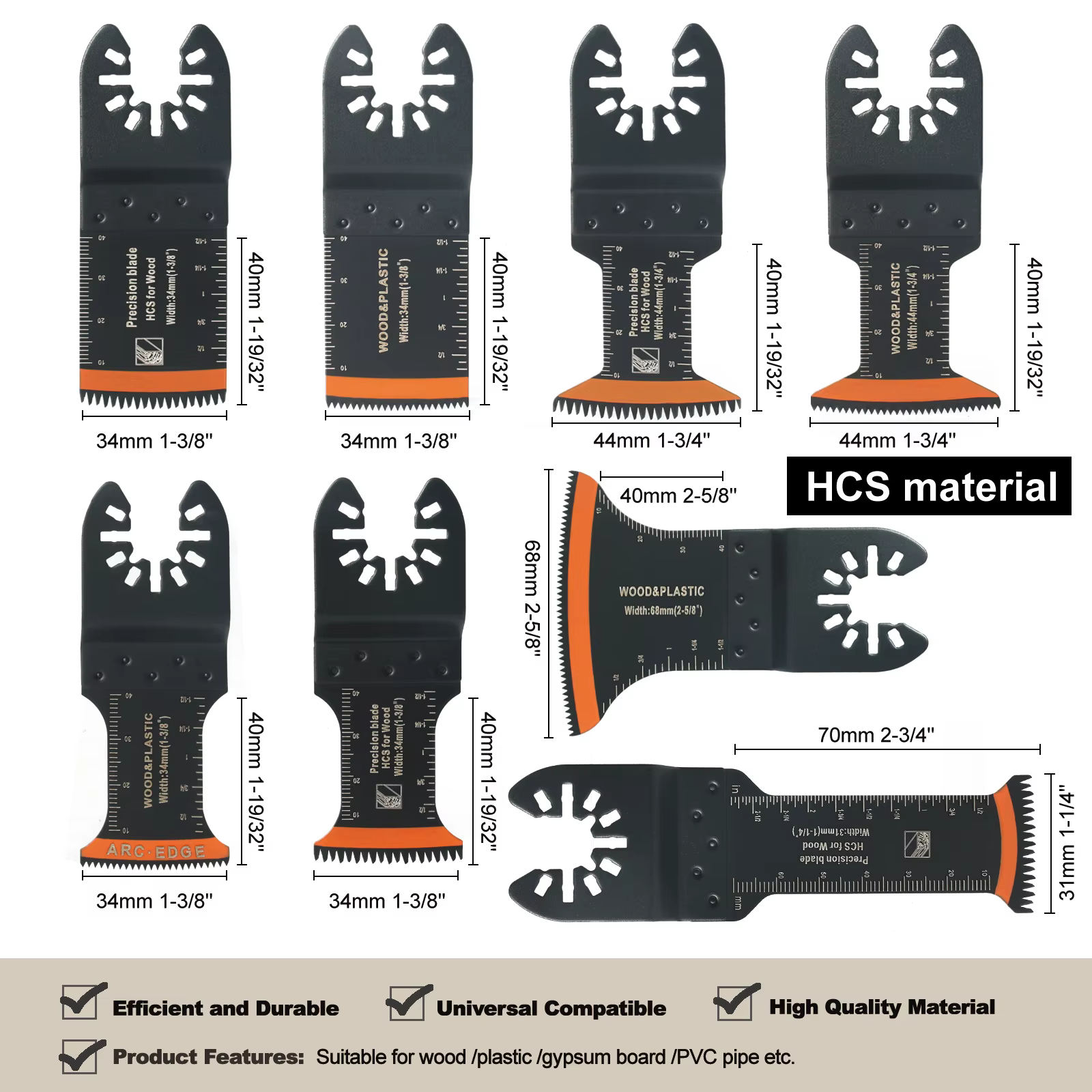 Kit de lames de scie oscillantes en carbure de dent japonais, 10 à 39 pièces, lames multi-outils osc