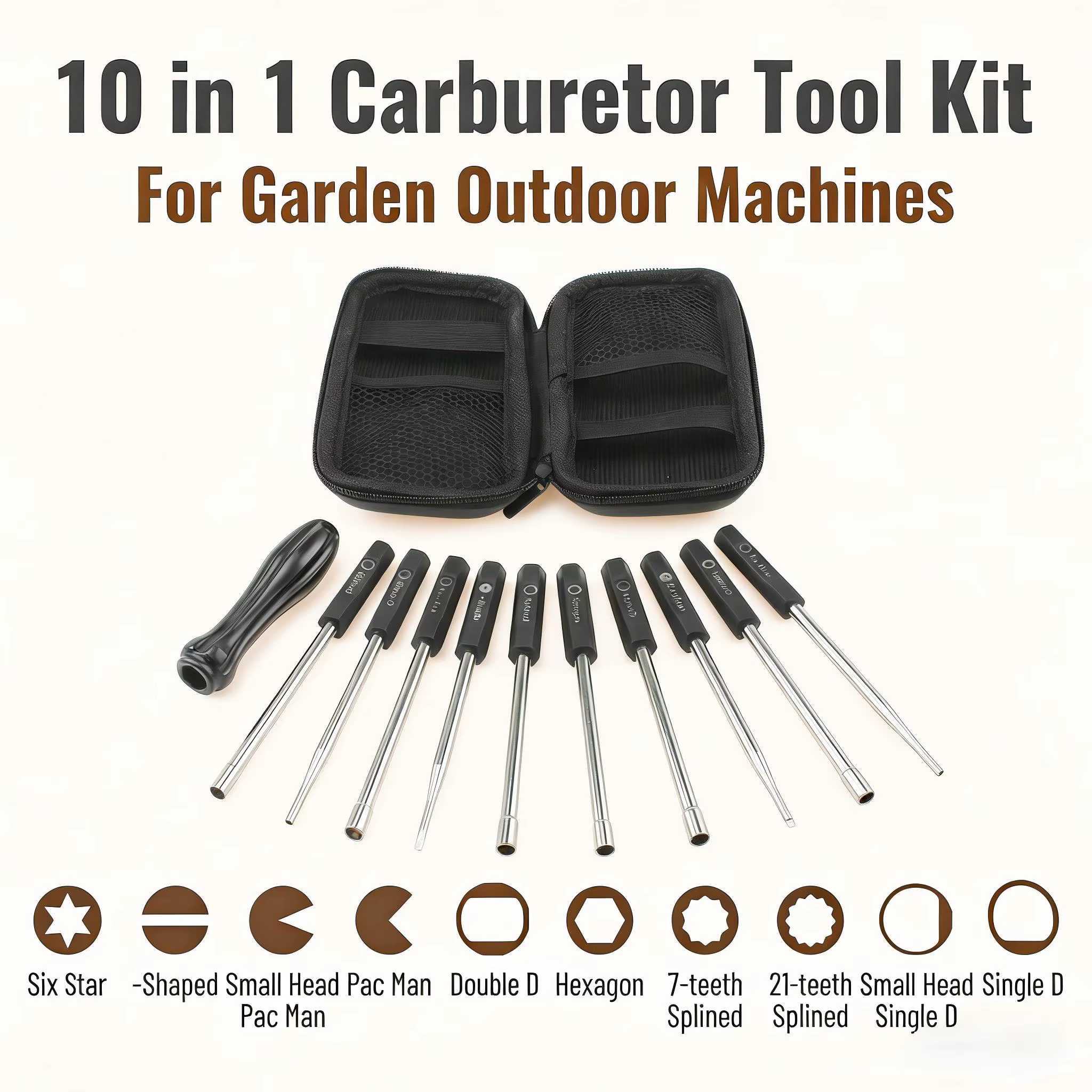 Kit d'outils de réglage de carburateur, ensemble d'outils de carburateur 10 en 1 avec outils de nett