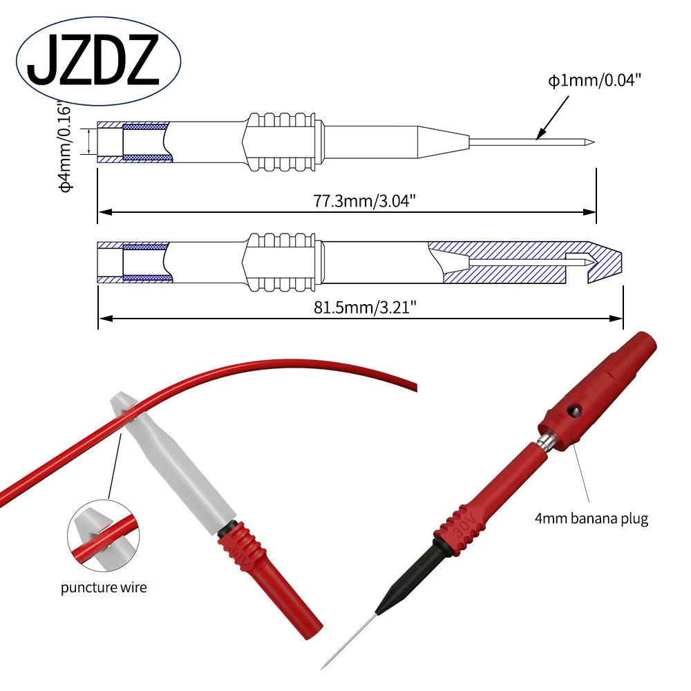 JZDZ Kit de fils de Test multimètre sondes de Test électriques numériques ensemble avec pinces croco