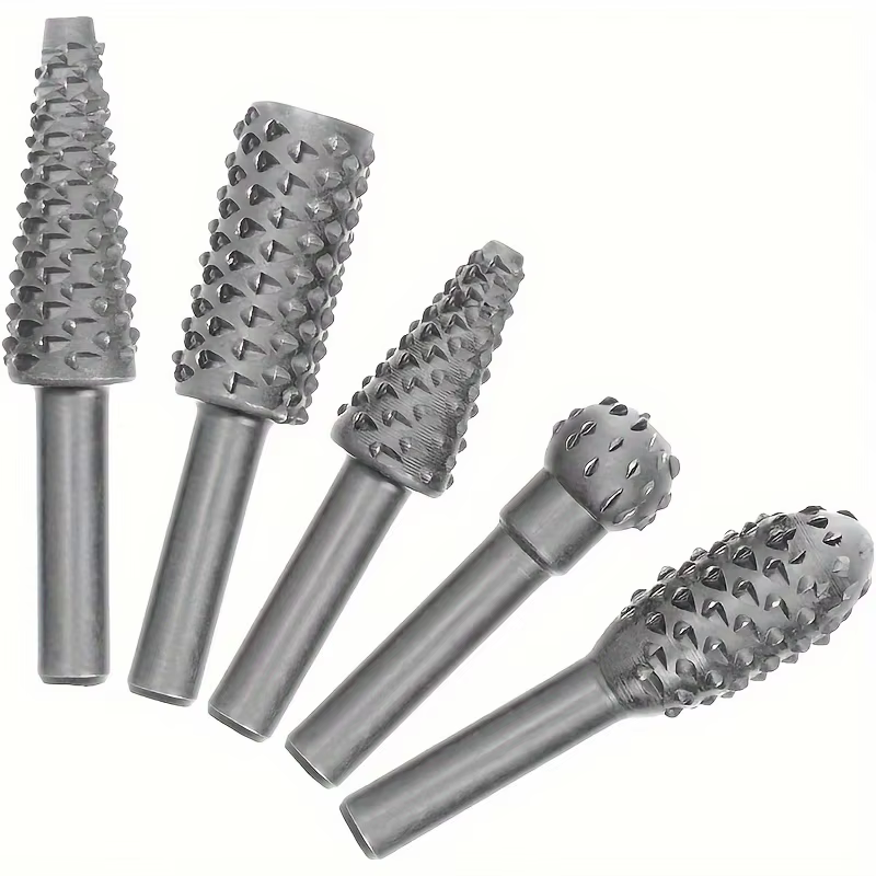 5pc argent travail du bois loup dent bâton fichier rotatif bricolage outil de meulage accessoires en