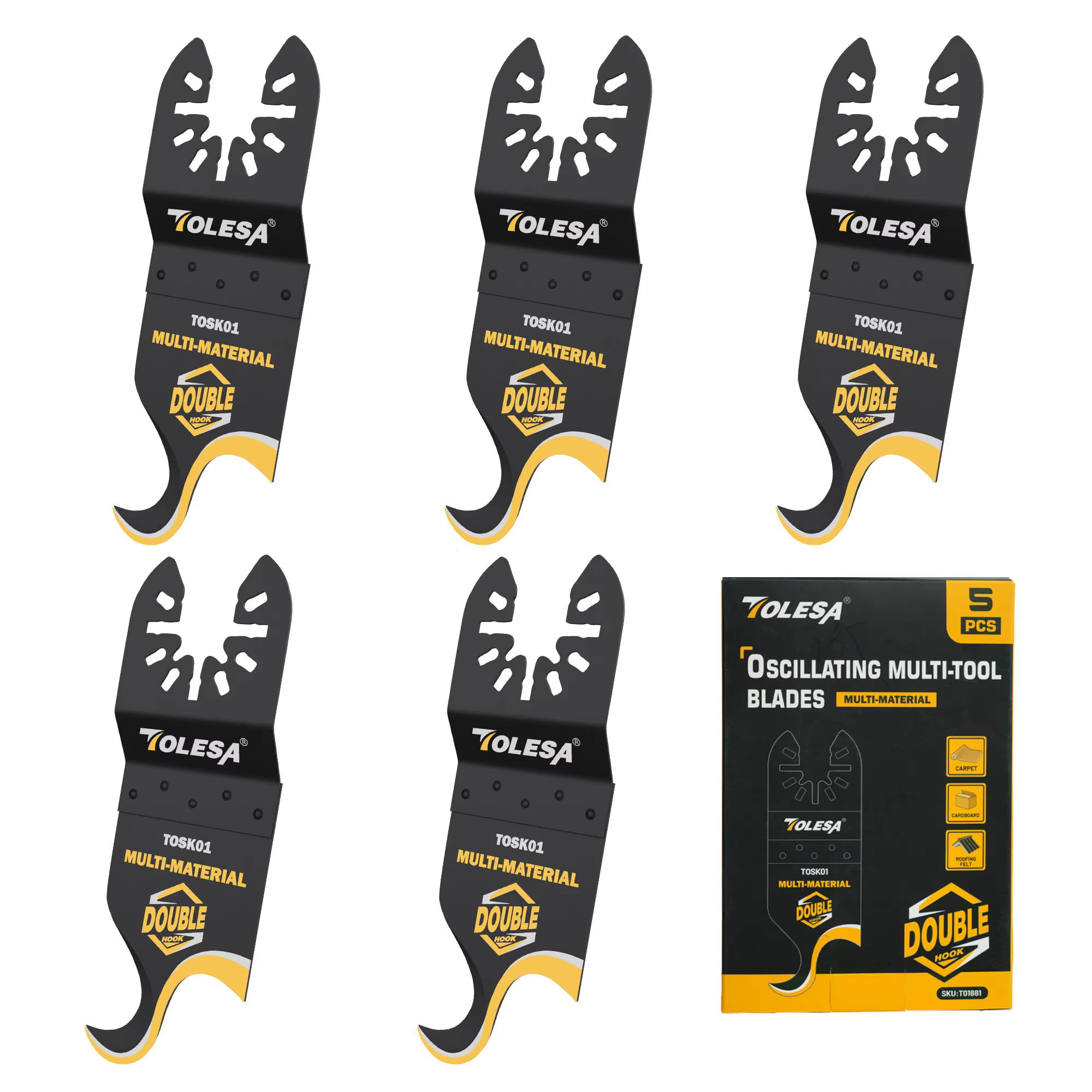Lame de couteau oscillante TOLESA pour outil multifonction, 5 lames de scie multi-outils pour couper