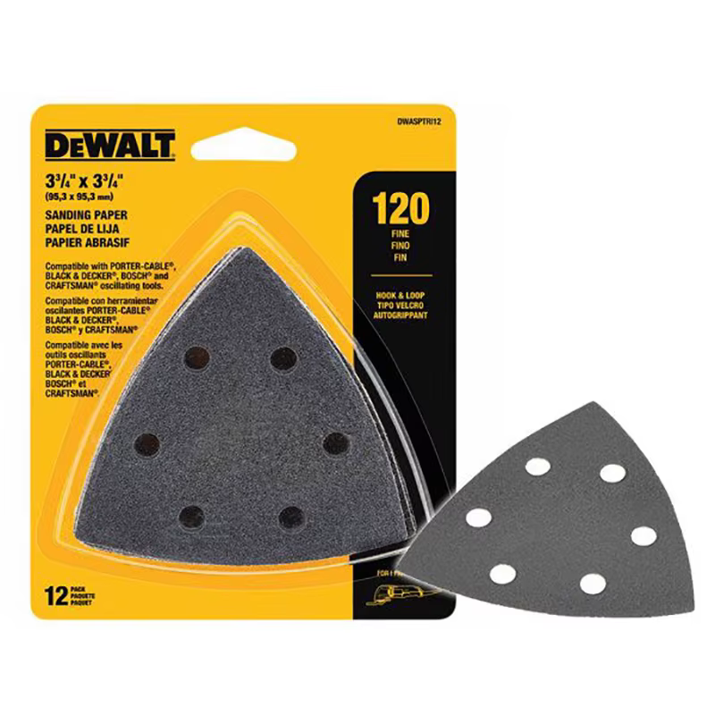 DEWALT Triangle à crochet et boucle 120 grain papier de verre paquet de 12 oscillant multi ponçage p