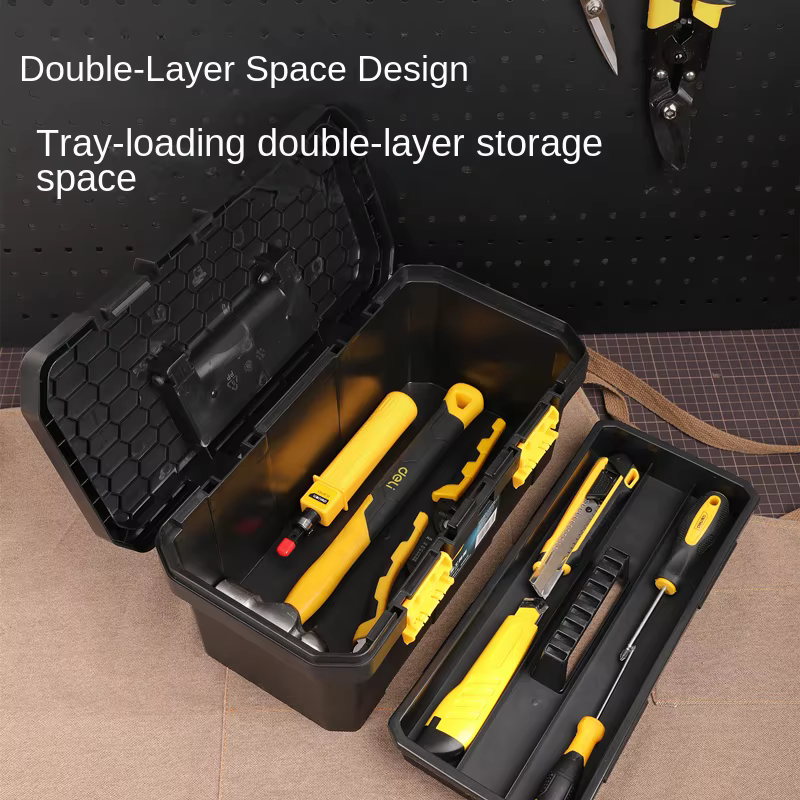 Boîte à Outils Domestique à Double Couche de 12/15/18 Pouces, Mallette Multifonction de Rangement d'