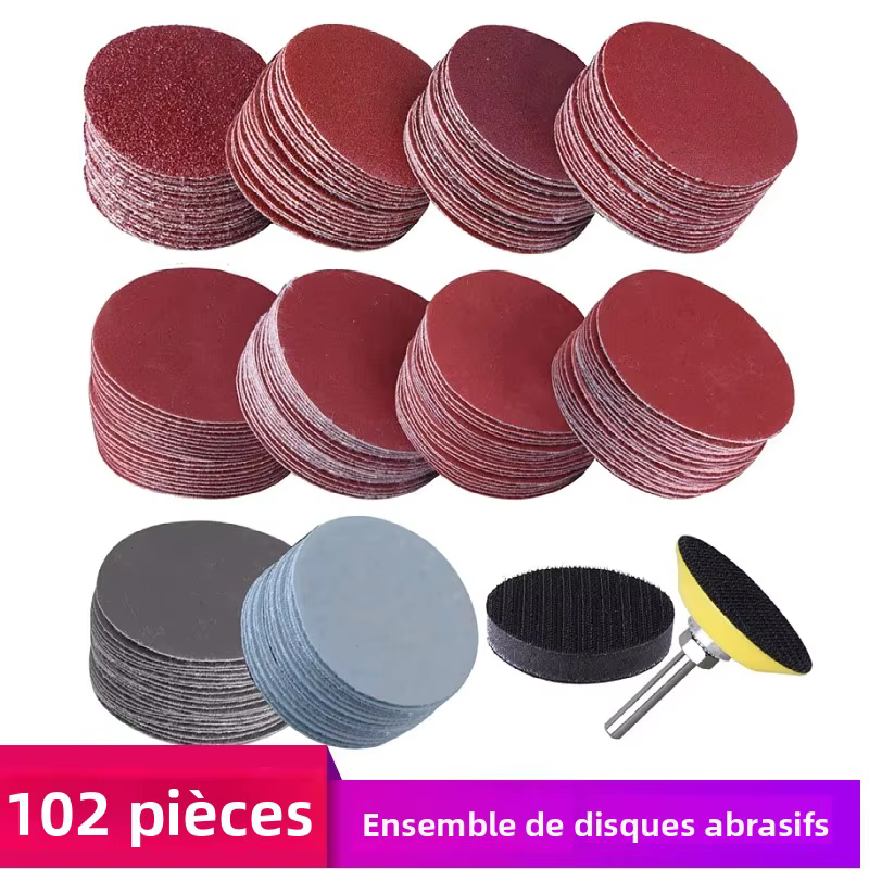 100 pièces 50mm 2 pouces disque de ponceuse disques abrasifs 80-3000 papier grain avec plaque de tam
