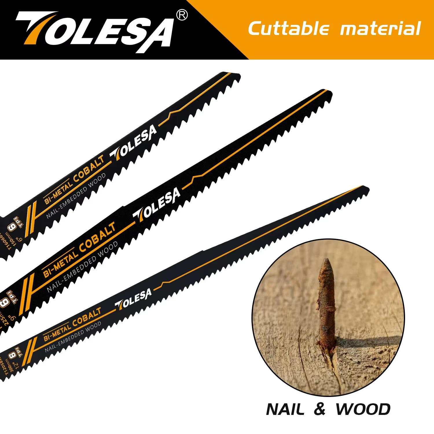 TOLESA 5 pièces lames de scie alternative pour la démolition et la construction de portes et fenêtre