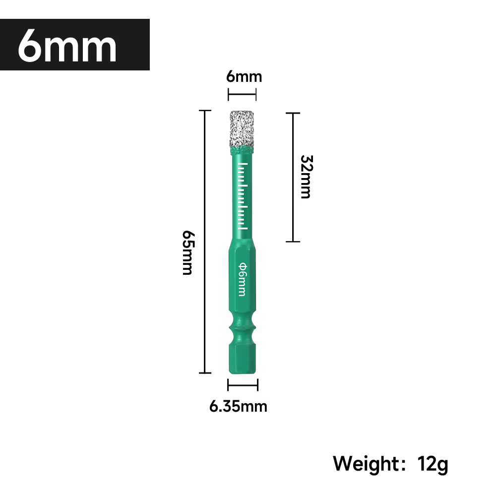 Foret diamanté 6-16 mm à queue hexagonale avec système de refroidissement intégré pour carrelage en 