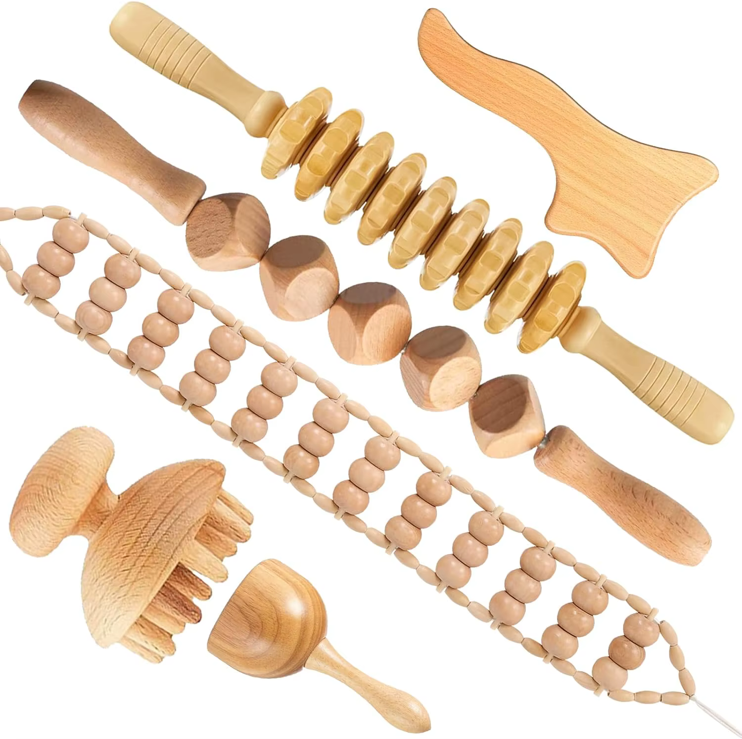 6 outils de massage en bois, kit complet de madérothérapie pour le remodelage corporel, le soulageme