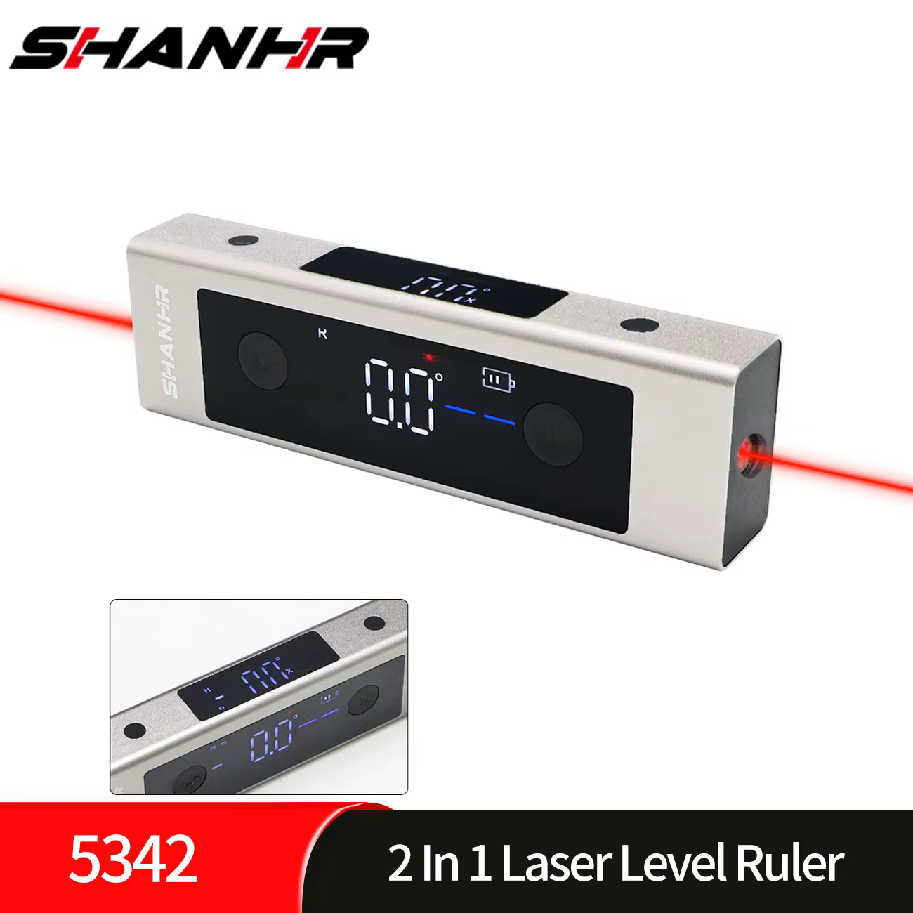 Niveau laser 2 en 1 SHANHR, règle de niveau laser de type C, règle d'angle à double laser, rapporteu