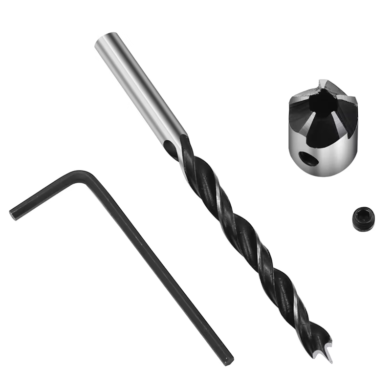 4 pièces foret de menuiserie + 1 pièce Wrech 3mm-6mm HSS flûte fraise forets ensemble chanfrein alés