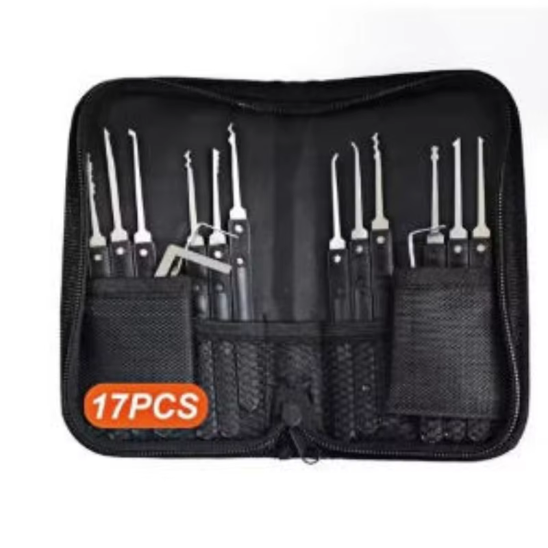Kit de serrurier professionnel de 17 pièces avec poignée, kit de pratique pour débutants, outils de 