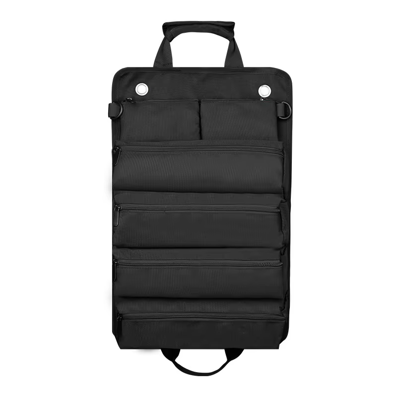 Sac à outils pliable et enroulable avec 2 pochettes zippées détachables, sacs organisateurs d'outils