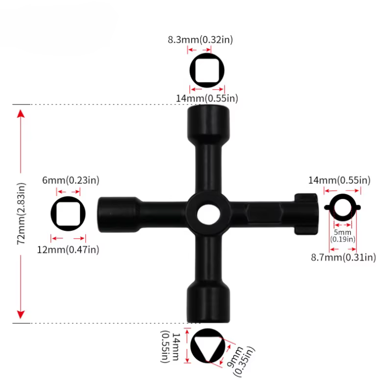 Clé multifonction 4 en 1 pour électricien, plombier, utilitaire, interrupteur croisé, clé triangulai