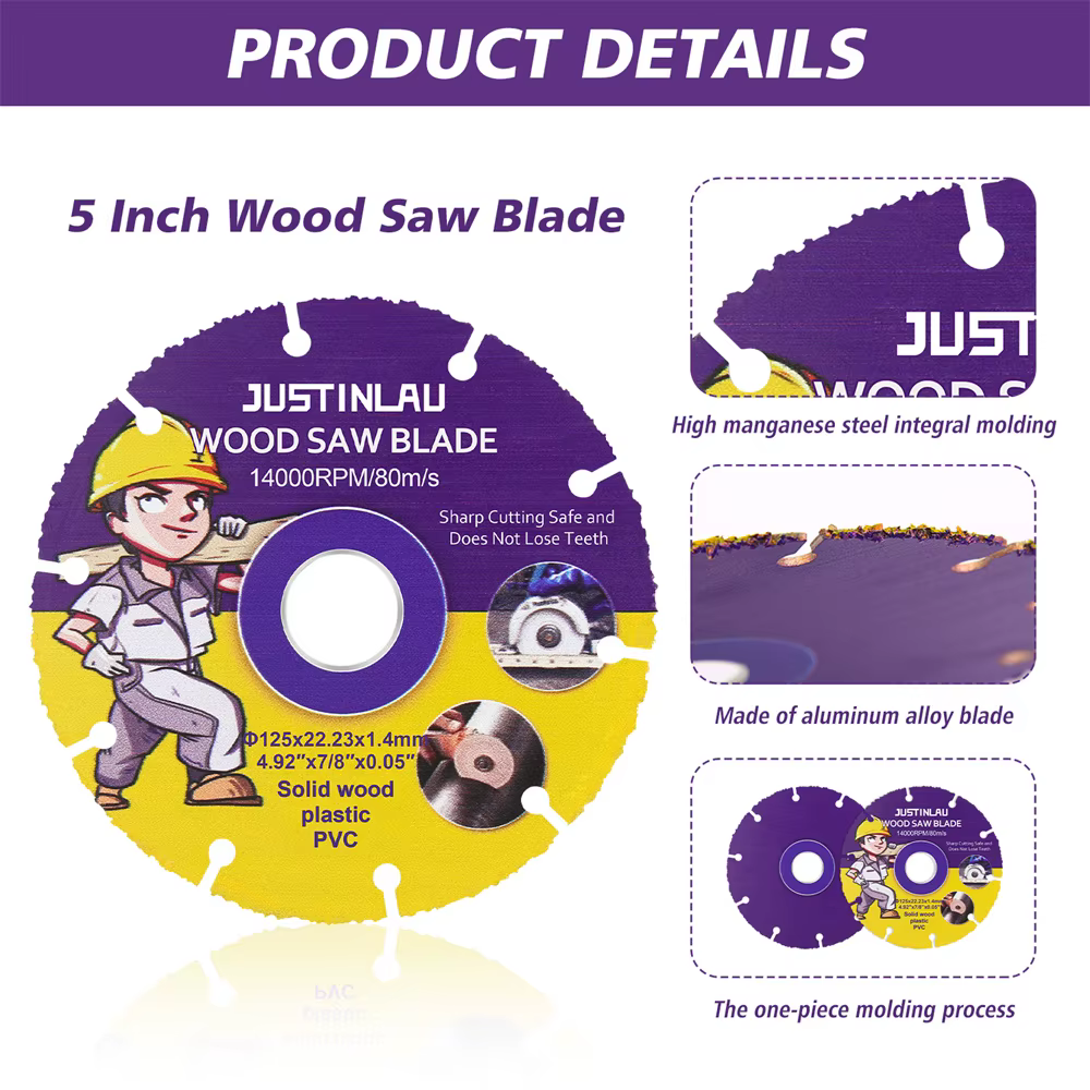 JUSTINLAU 115mm/125mm lame de scie circulaire disques de roue pour la coupe du bois disque de coupe