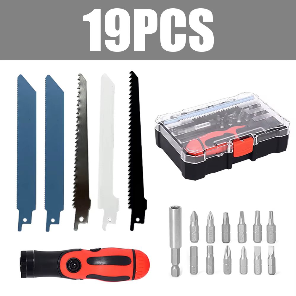 Kit de 19 pièces pour scie sabre, poignée multifonctionnelle compatible avec les lames de scie sabre