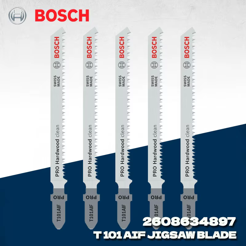 BOSCH 2608634897   Lame de scie sauteuse T101AIF pour le travail du bois dur, paquet de 5 lames de s