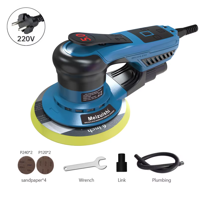 Ponceuse orbitale aléatoire 360W 150MM, ponceuse orbitale électrique sans balais à excentricité de 5