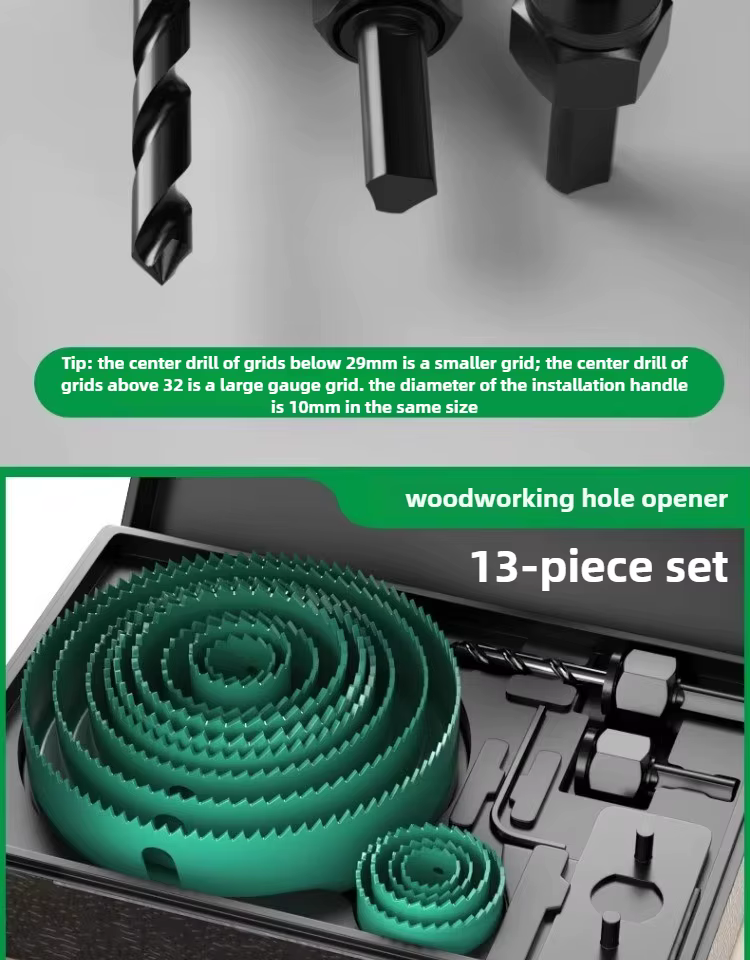 BAOLIAN – jeu de scies cloche, noyau métallique, 19-64/64-127/19-127mm, couronne à bois, foret pour 