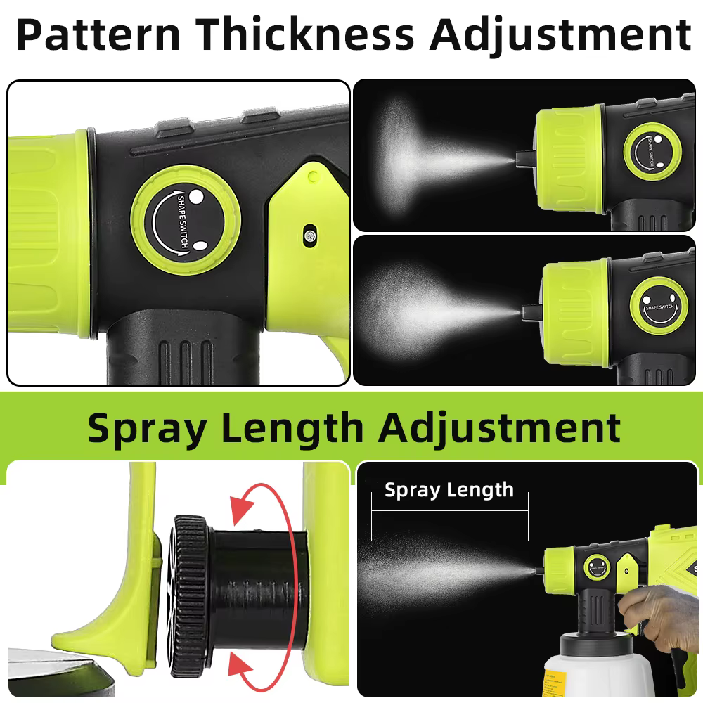 Pulvérisateur de peinture HVLP sans fil 200 W pour Ryobi 18 V ONE +, 4 buses, 3 motifs, récipient 10