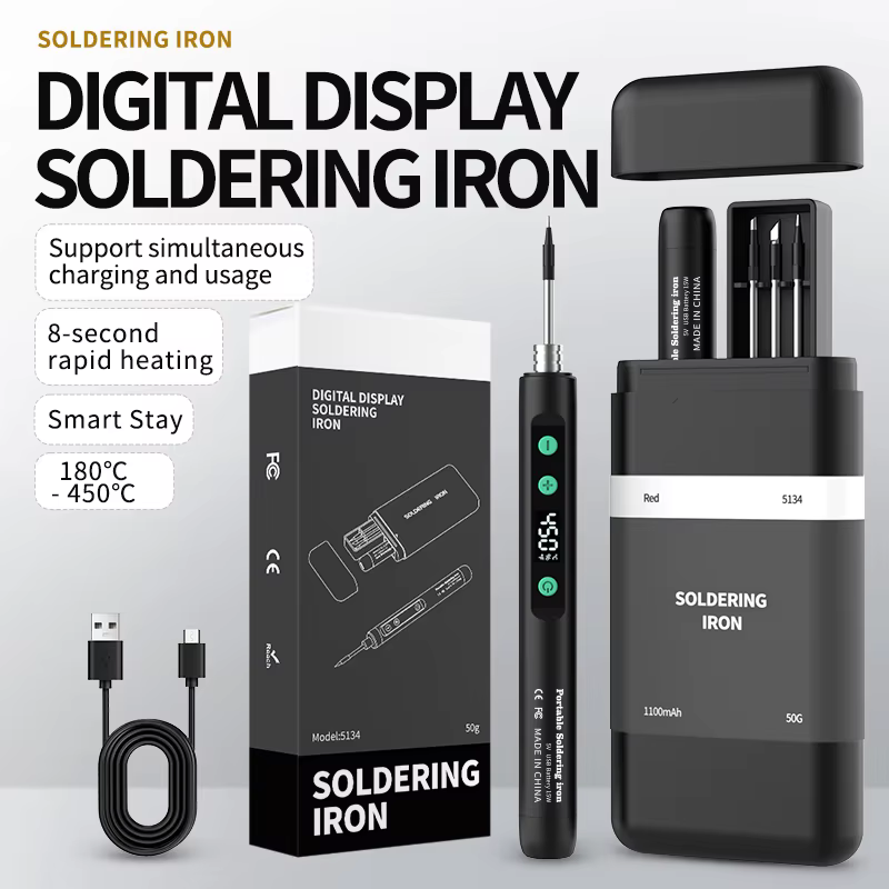 Fer à souder sans fil JCD Portable 180-450 ° Kit de soudage USB-5134 avec batterie intégrée à tempér
