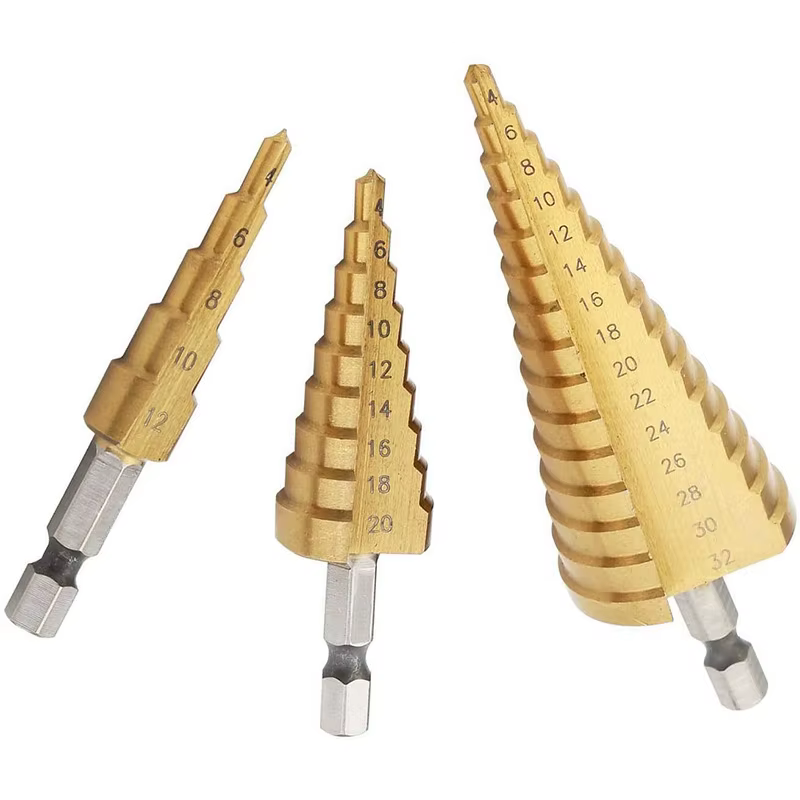 Forets à noyau hexagonal en métal revêtu de titane HSS de 4 à 32mm, jeu de forets étagé en acier rap