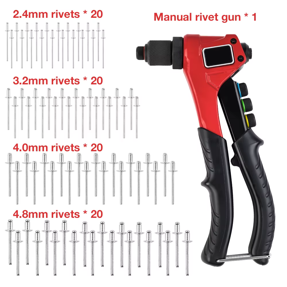 2,4 mm/3,2 mm/4,0 mm/4,8 mm Kit de pistolet à rivets électrique outil de rivetage bricolage insérer