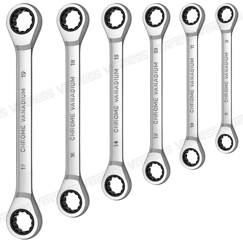 Clé à cliquet à anneau Double tête, ensemble de clés à cliquet en acier au Chrome Vanadium, outils d