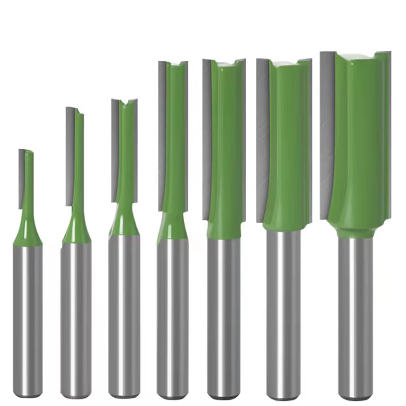 7 pièce/ensemble 6mm/1/4 "tige droite carbure de tungstène simple Double cannelure routeur fraise à
