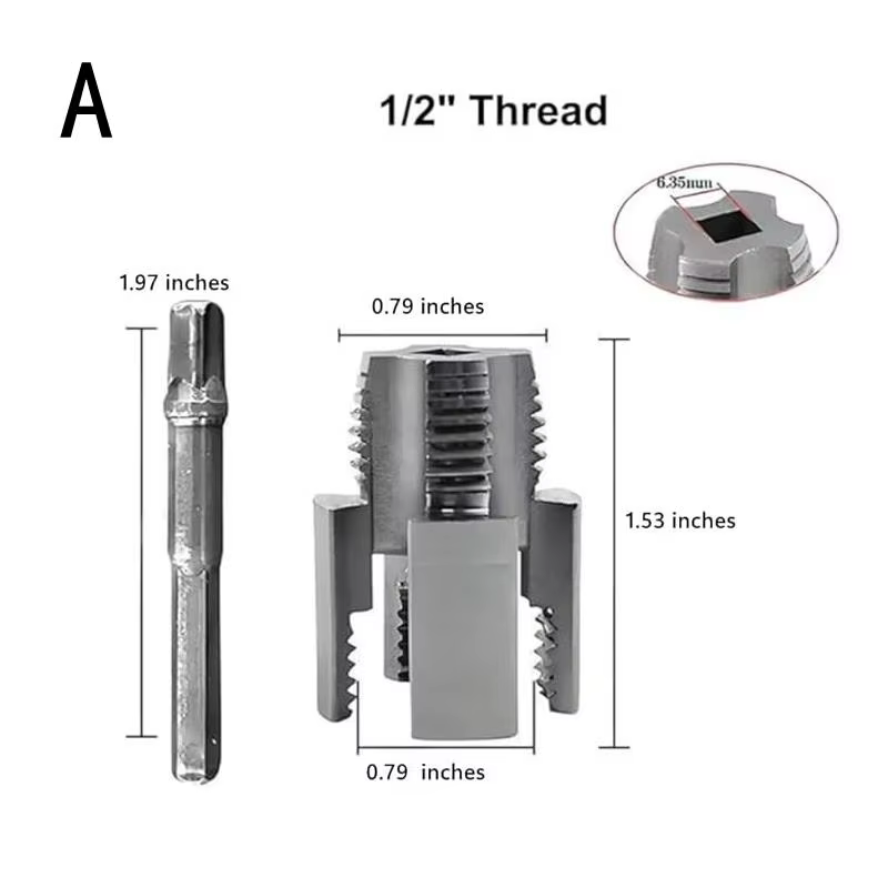 Outil de filetage de tuyaux intégré pour filetage interne et externe 1/2 et 3/4, compatible perceuse