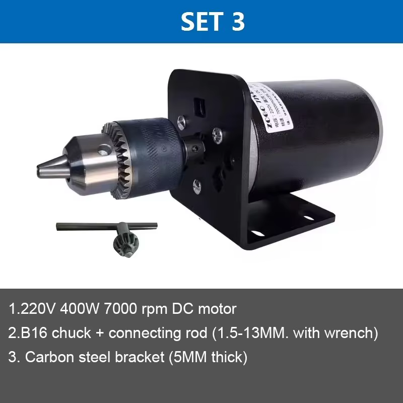 Ensemble de perceuse de table à grande vitesse avec moteur DC 220V 400W 7000RPM, mandrin B12 B16, vi