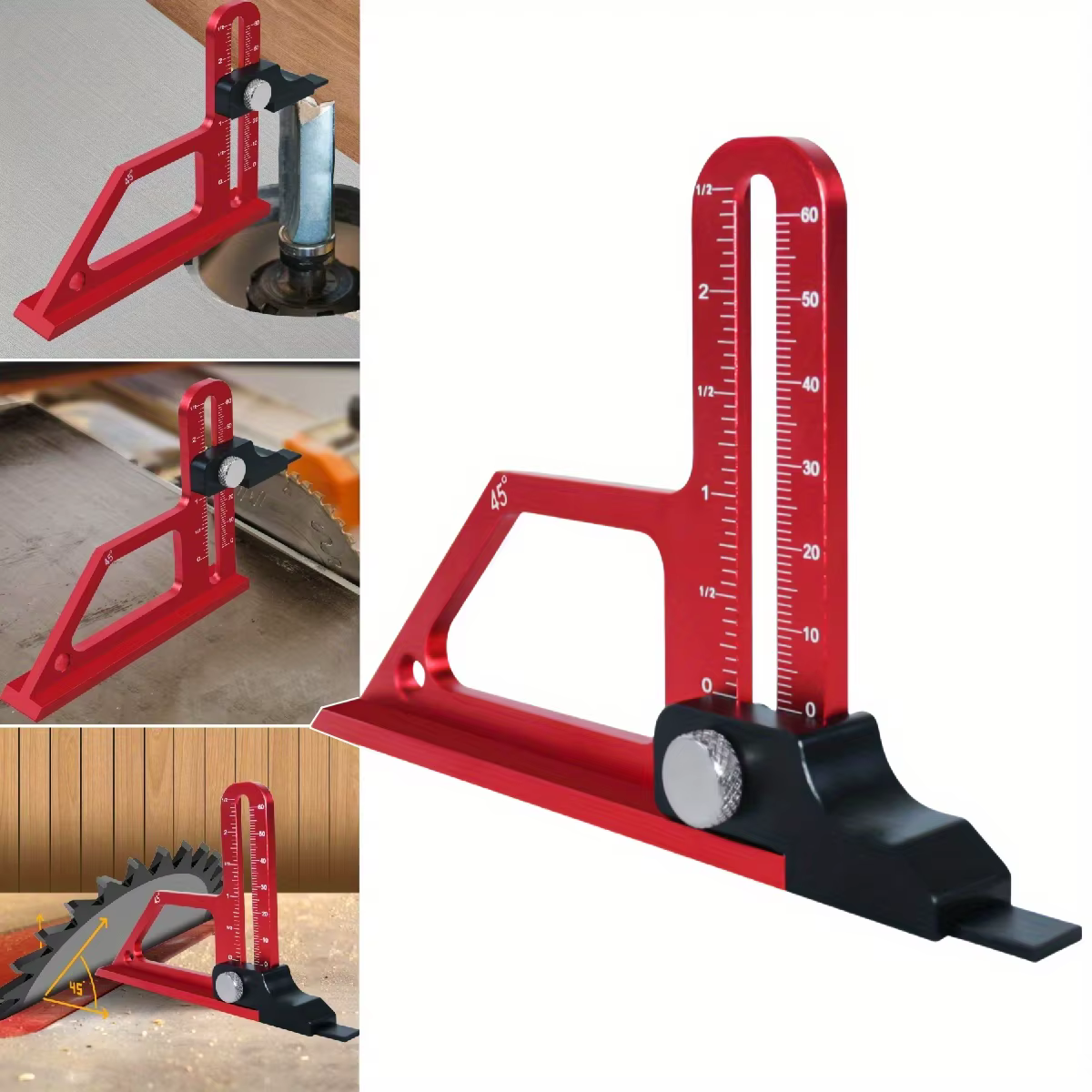 Jauge de profondeur de scie de table réglable en alliage d'aluminium, échelle laser-routeur, W Meacc