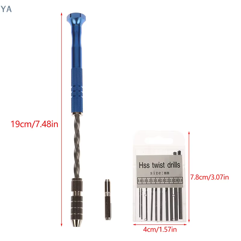 【TL】Kit de perceuse manuelle semi-automatique bleue extensible 0,8-3 mm, ensemble de forets, outil d