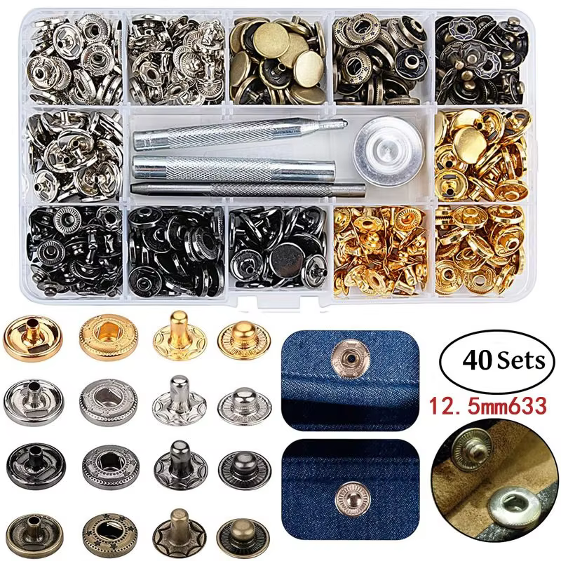 Kit de fixations à pression 12.5mm boutons à pression en métal pour vêtements sac artisanal chaussur