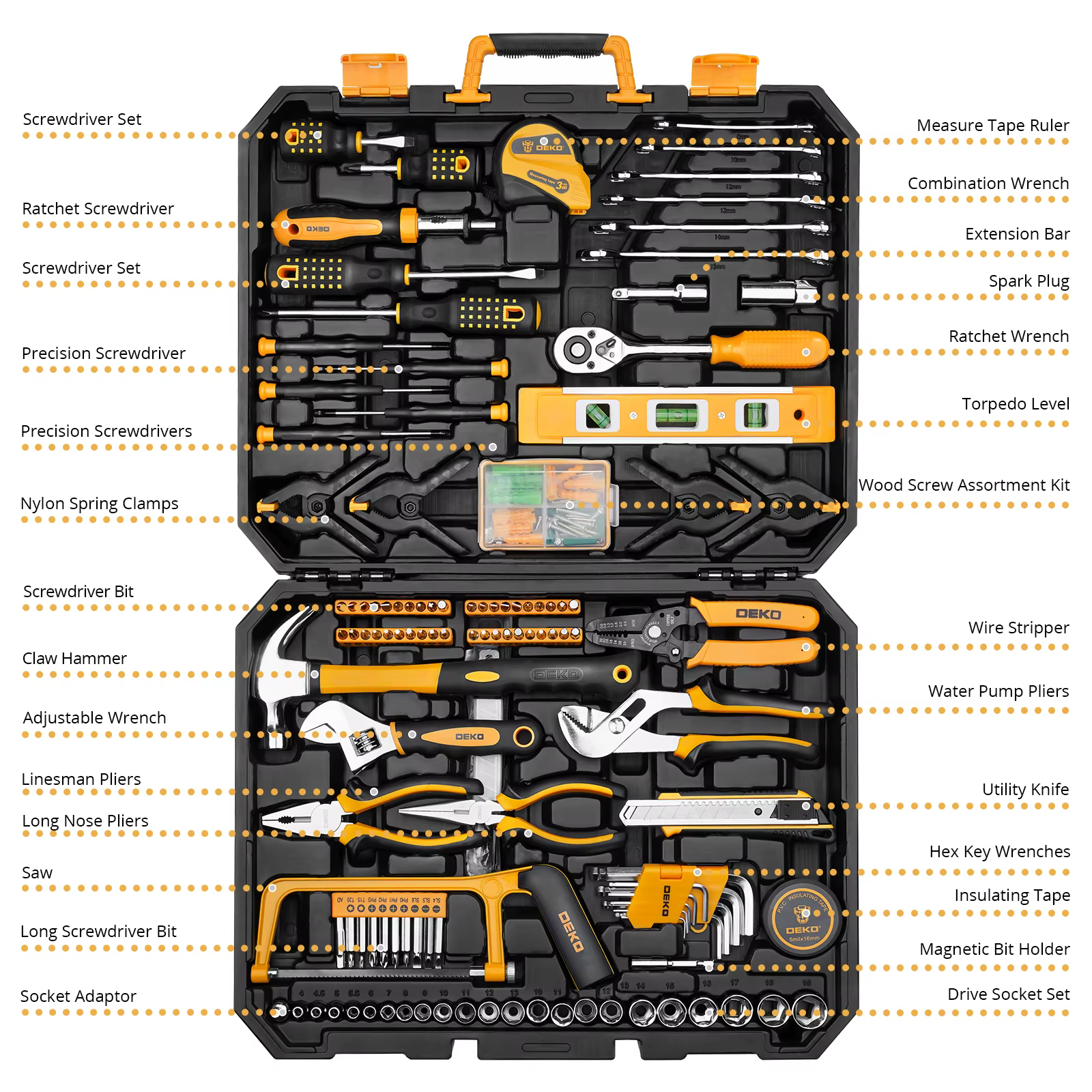 DEKO 228 pièces clé à douille outil de réparation automobile paquet combiné ensemble d'outils mixtes