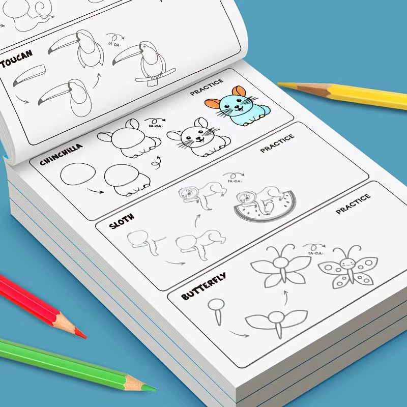 1 livre avec 32 pages sur la façon de dessiner étape par étape, un cours d'art facile à apprendre, u