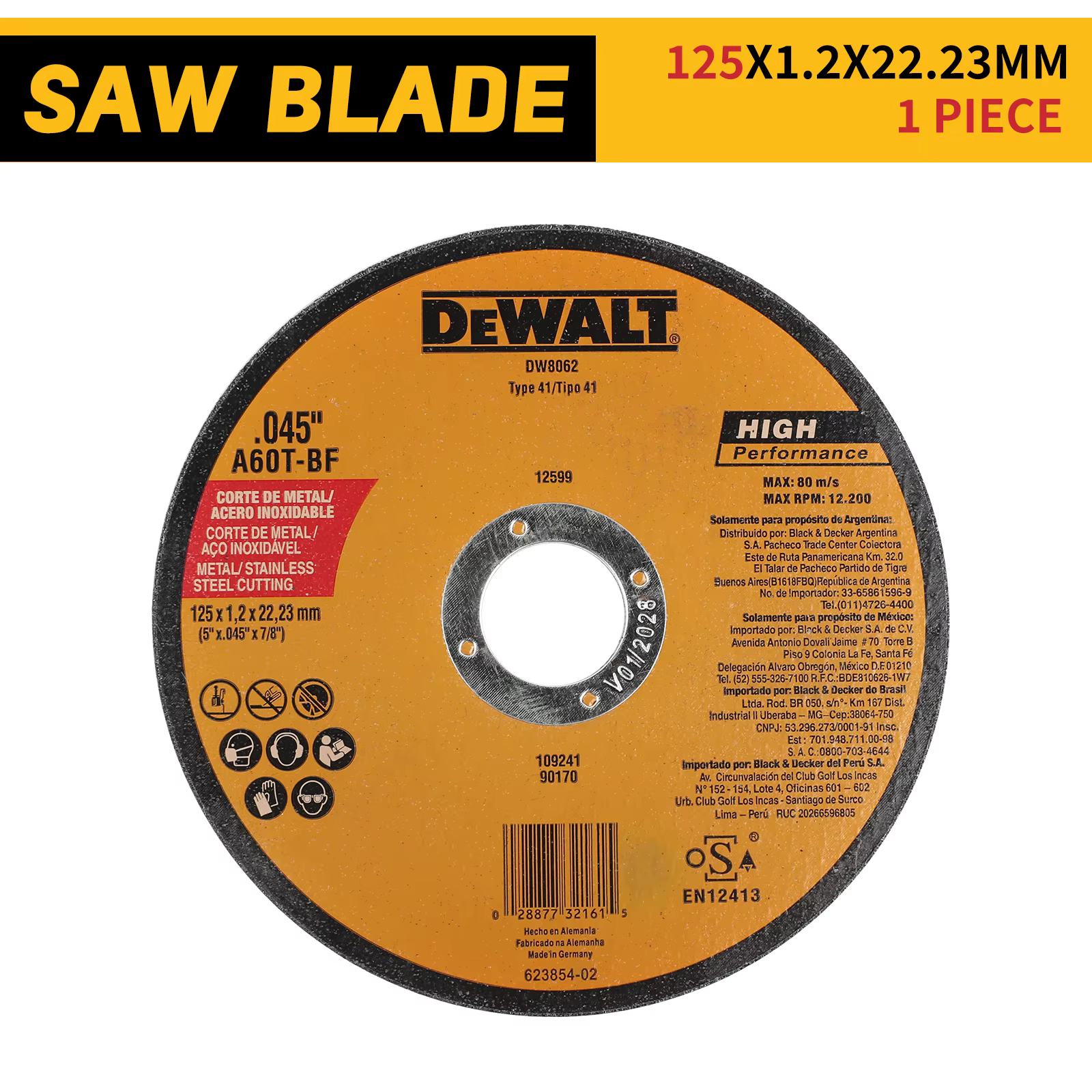 Lame de scie circulaire DEWALT DW 8062 1,2 mm x 125 mm * 22,23 mm : coupe de précision pour le bois,