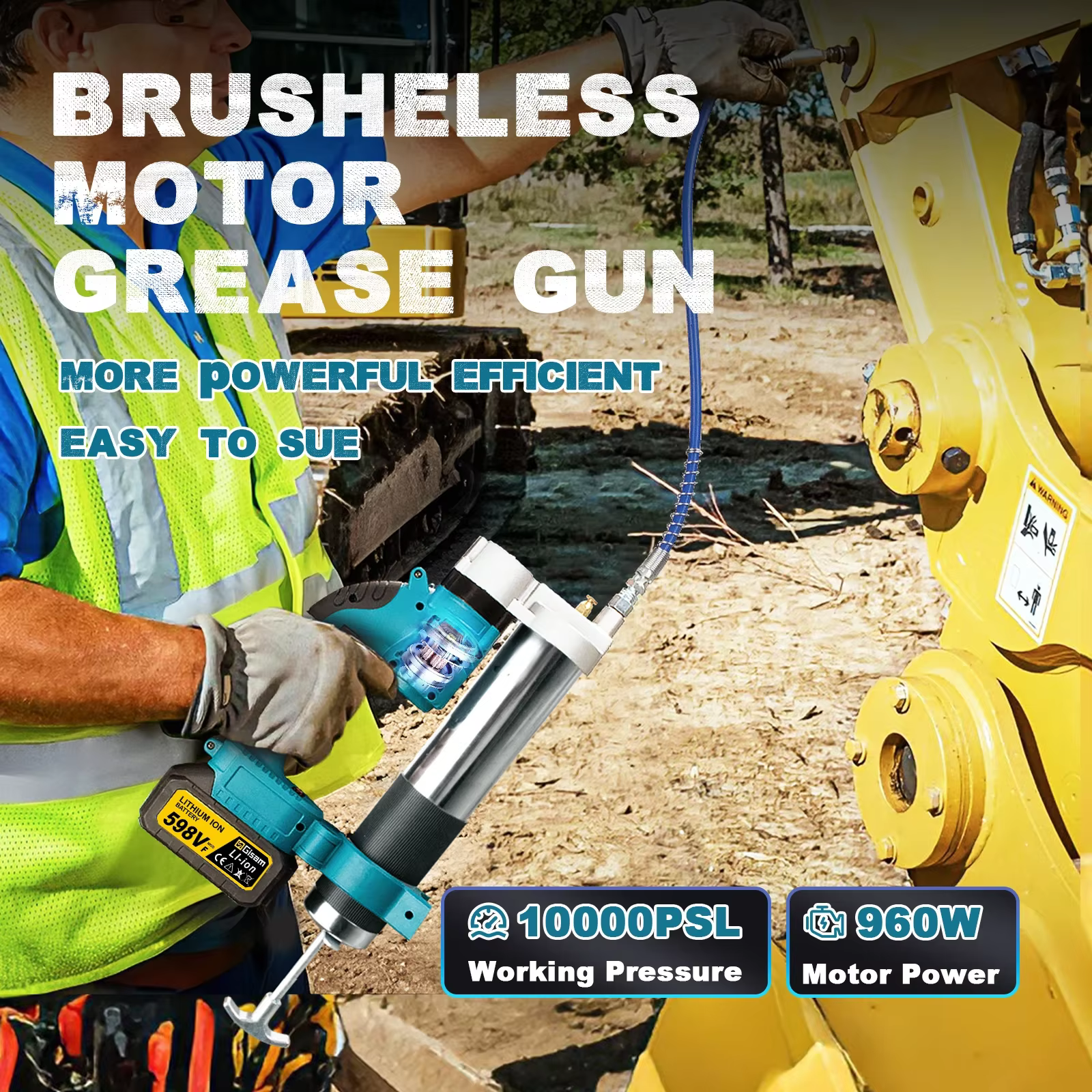 Gisuis 10000PSL 69Mpa pistolet à graisse électrique sans brosse haute pression huile lubrifiante de 