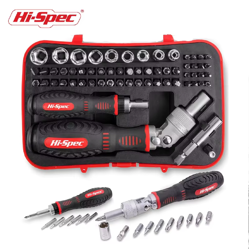 Jeu de tournevis à poignées à cliquet Hi-Spec, boîte à outils combinée domestique, matériel, Kit de 