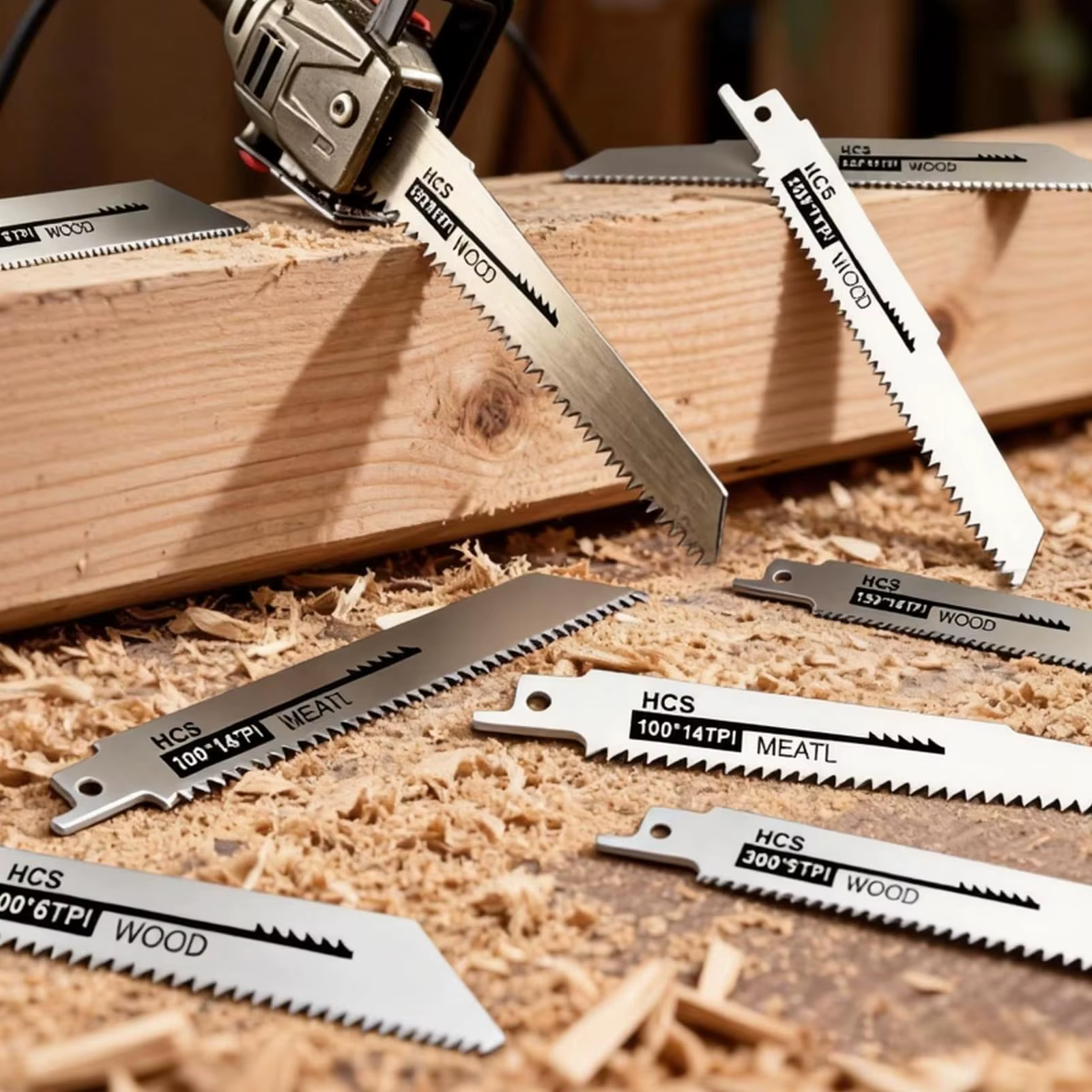 Lot de 10 lames de scie sabre à changement facile avec étui de rangement, pour la découpe du bois, d
