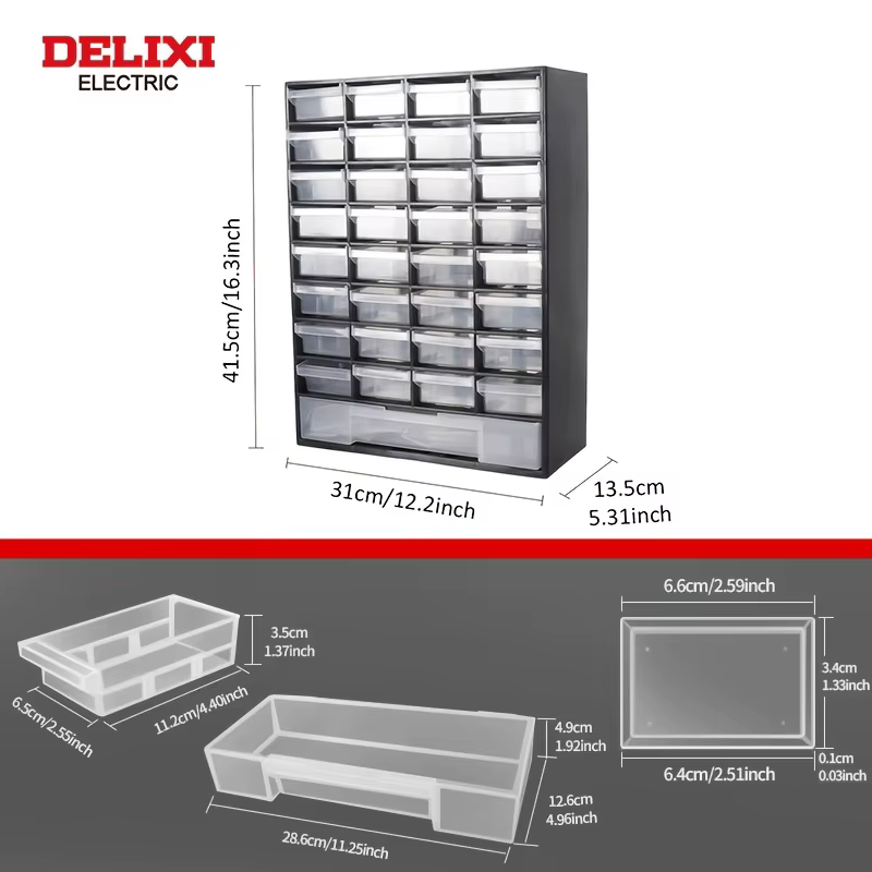 Armoire de rangement d'outils DELIXI ELECTRIC à 33 compartiments, boîte de rangement murale en plast