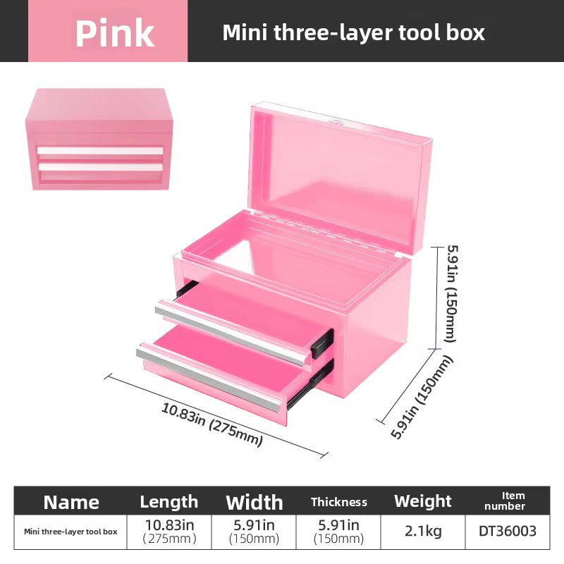 Boîte à outils en métal mini haute performance avec tiroirs multi-niveaux, organisateur de rangement