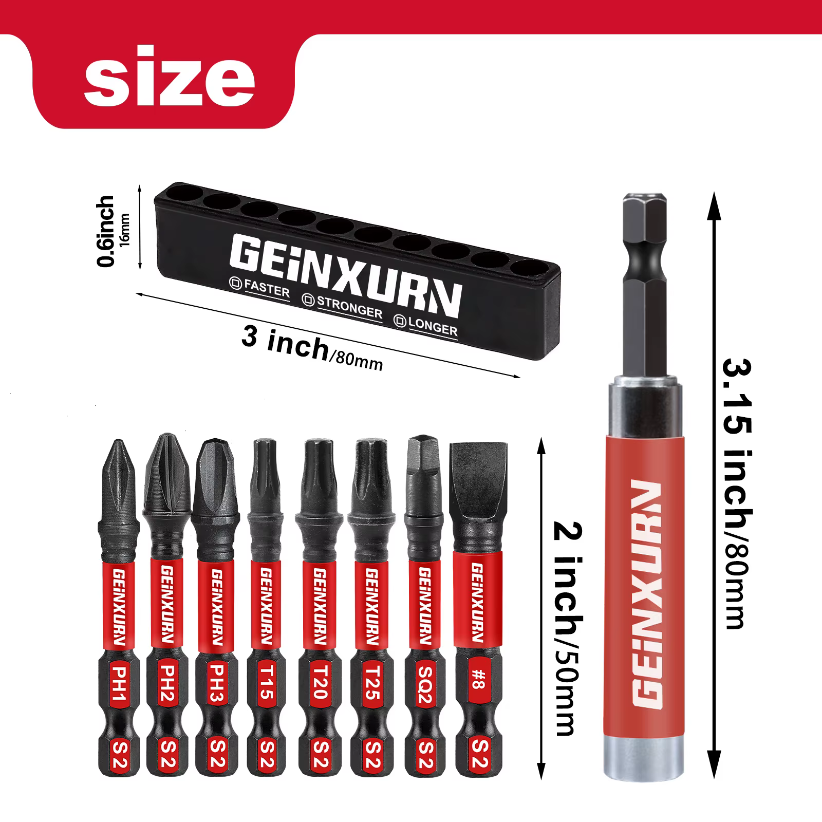 Guide d'entraînement Geinxurn avec manchon rétractable (3,15") et embout de tournevis, support de po