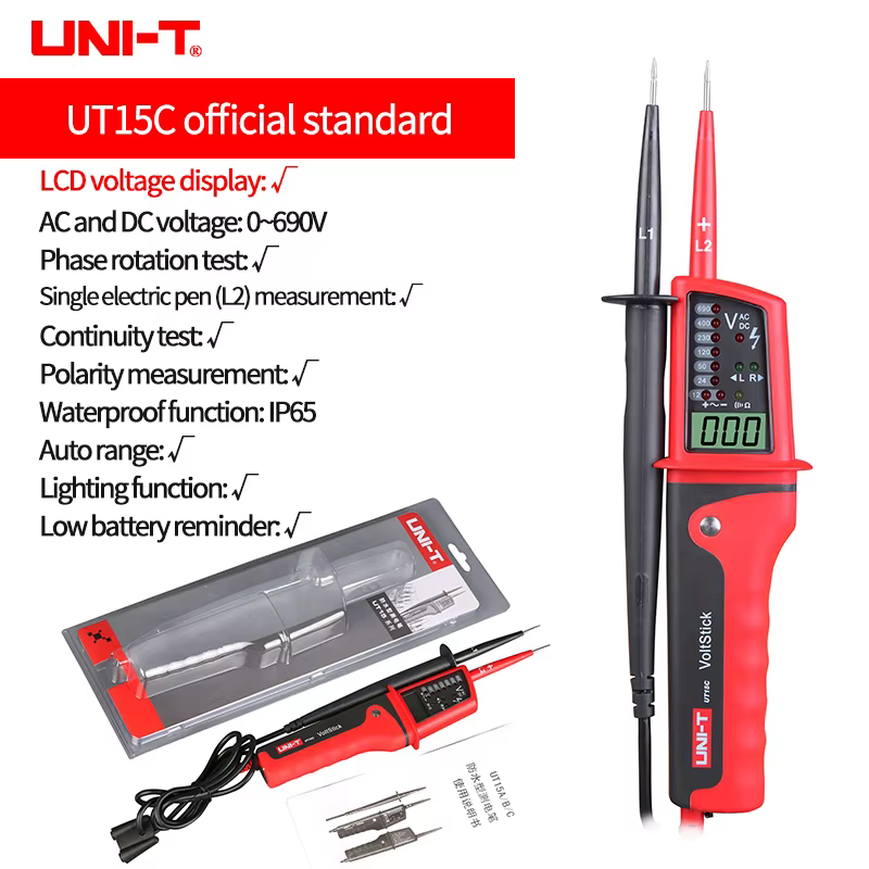 Testeur de tension UNI-T UT15C UT18C UT18D, sondes de détection de tension, voltmètre numérique AC D